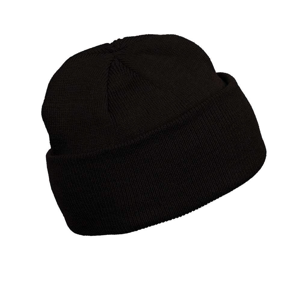 Bonnet tricoté chocolat, vue de face