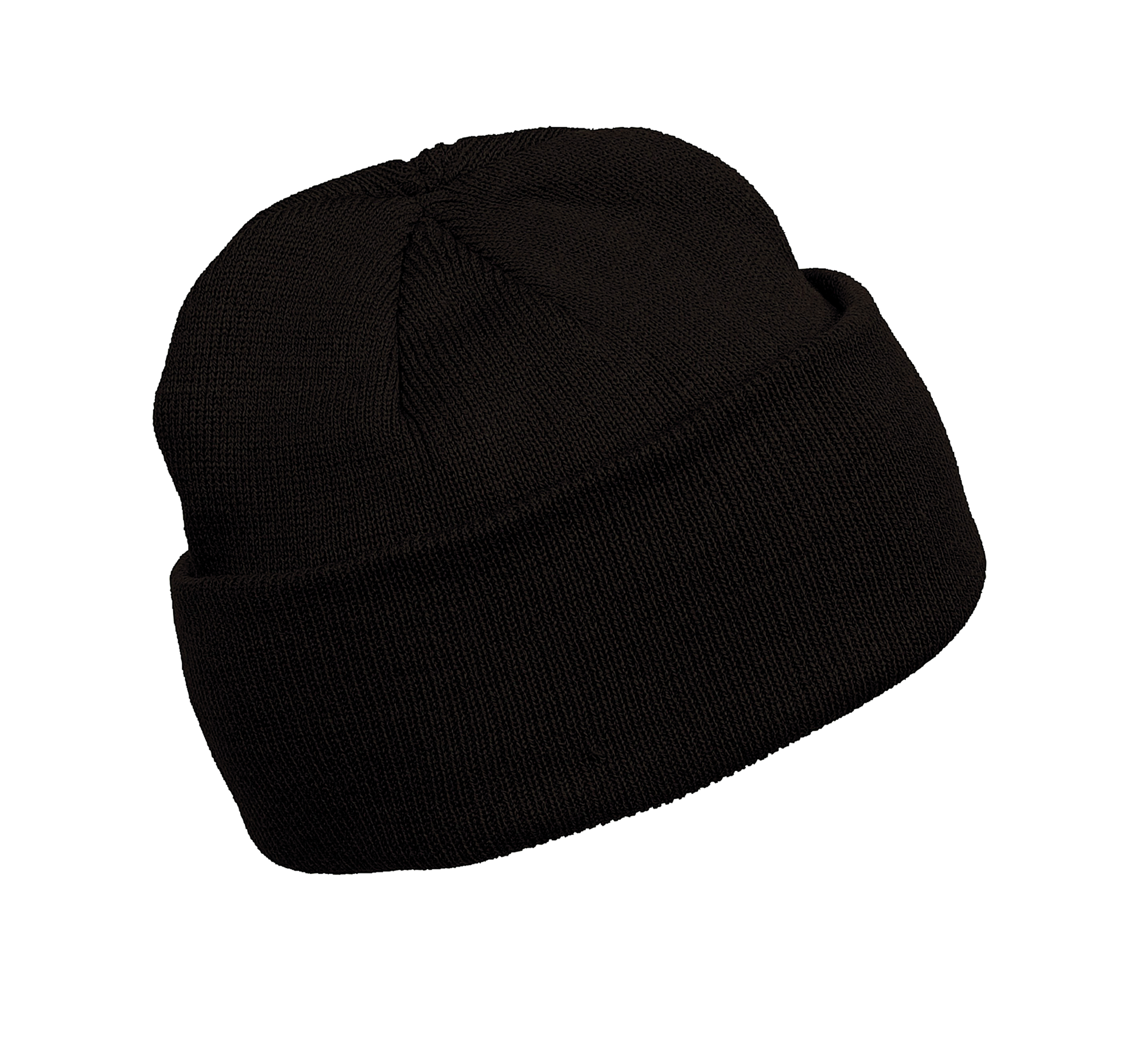 Bonnet tricoté chocolat, vue de face