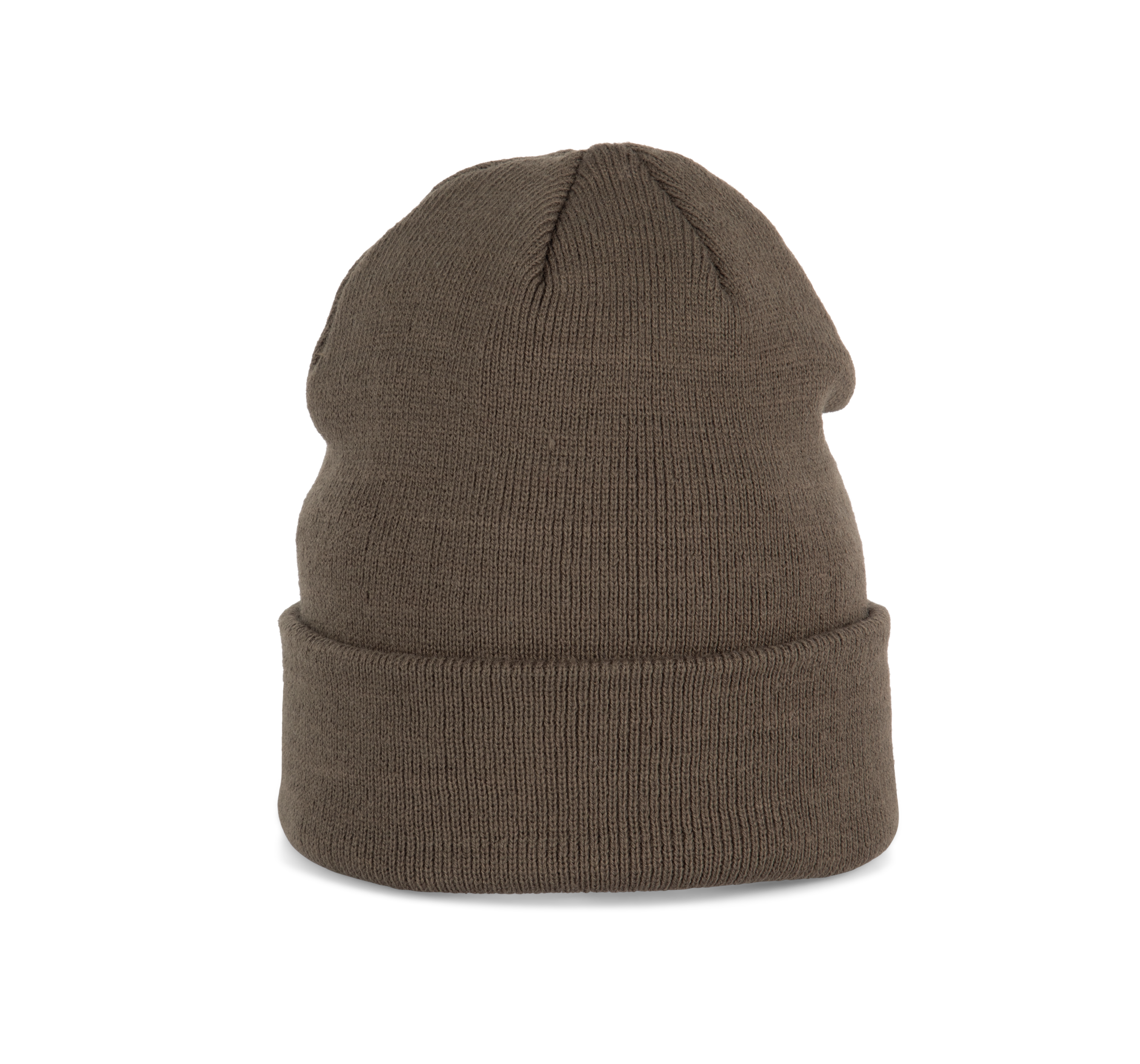 Bonnet tricoté kaki foncé, vue de face