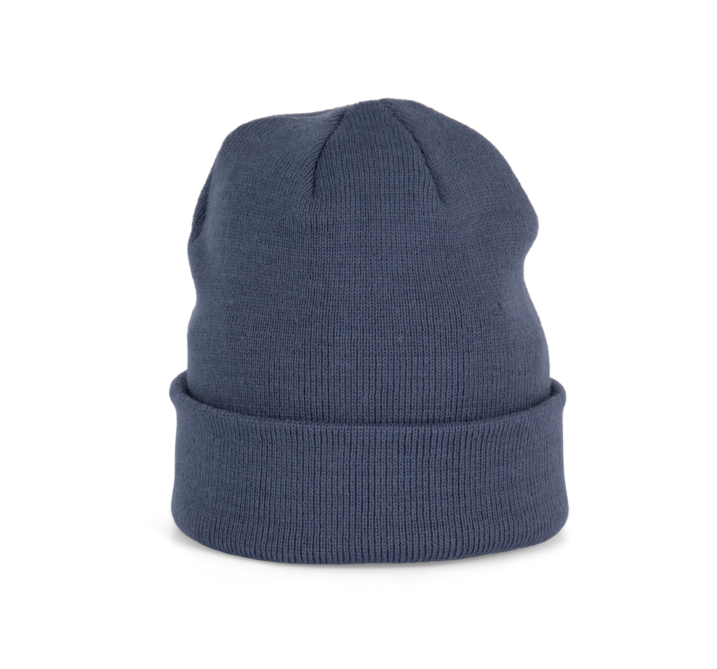 Bonnet tricoté bleu profond, vue de face
