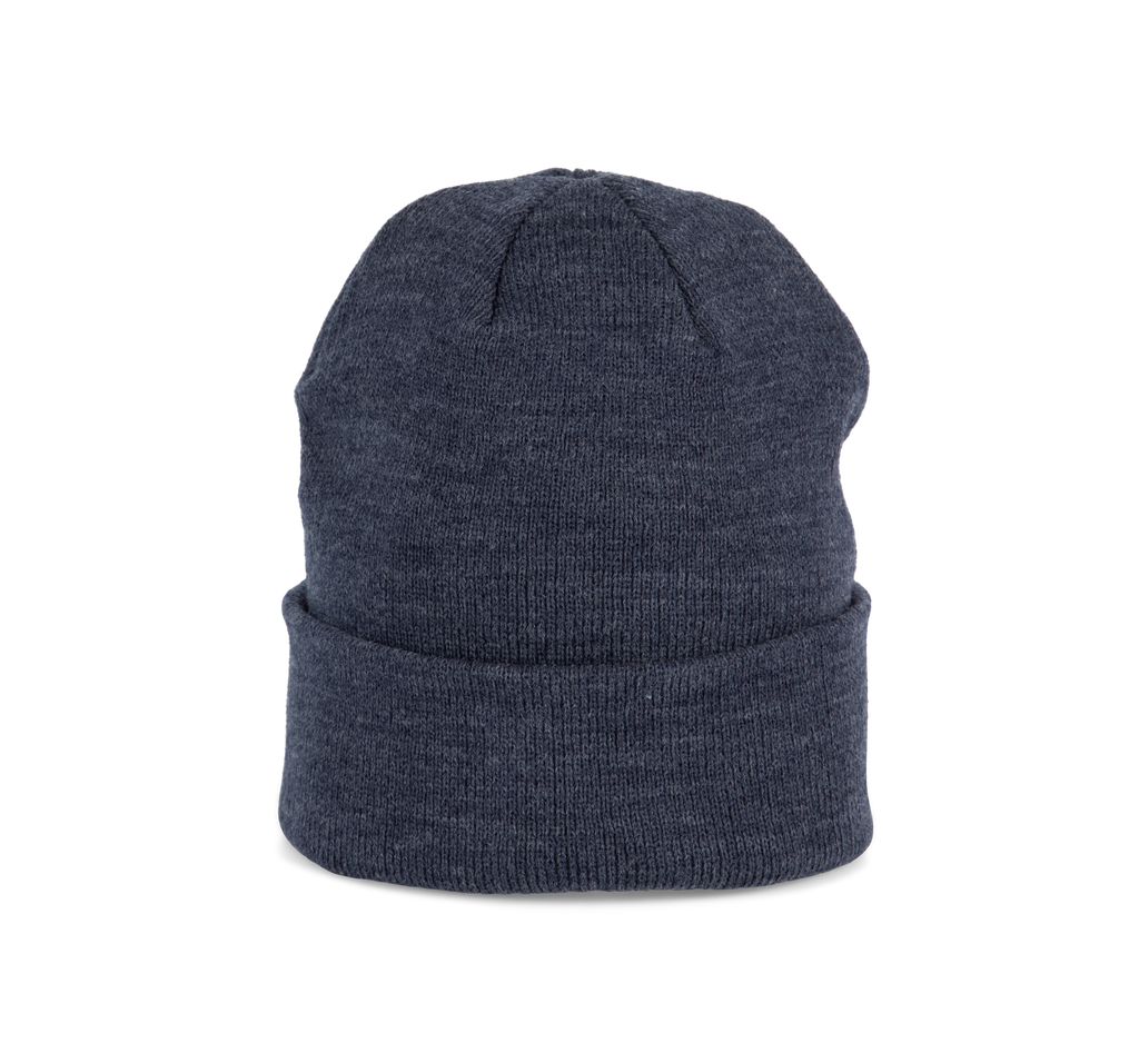 Bonnet tricoté marine chiné, vue de face