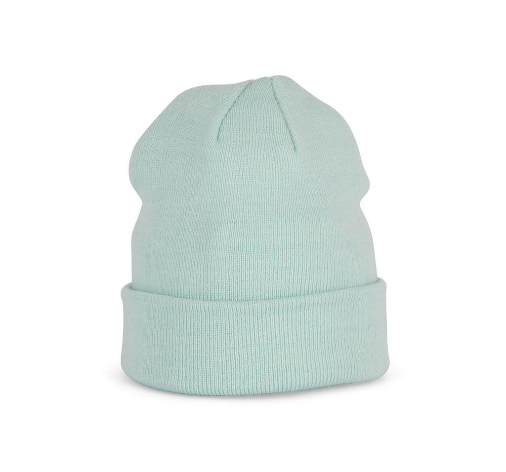Bonnet tricoté menthe glacée, vue de face