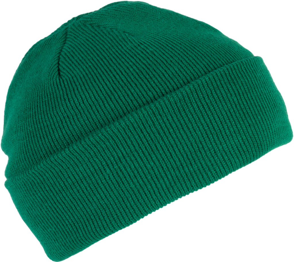 Bonnet tricoté vert kelly, vue de face
