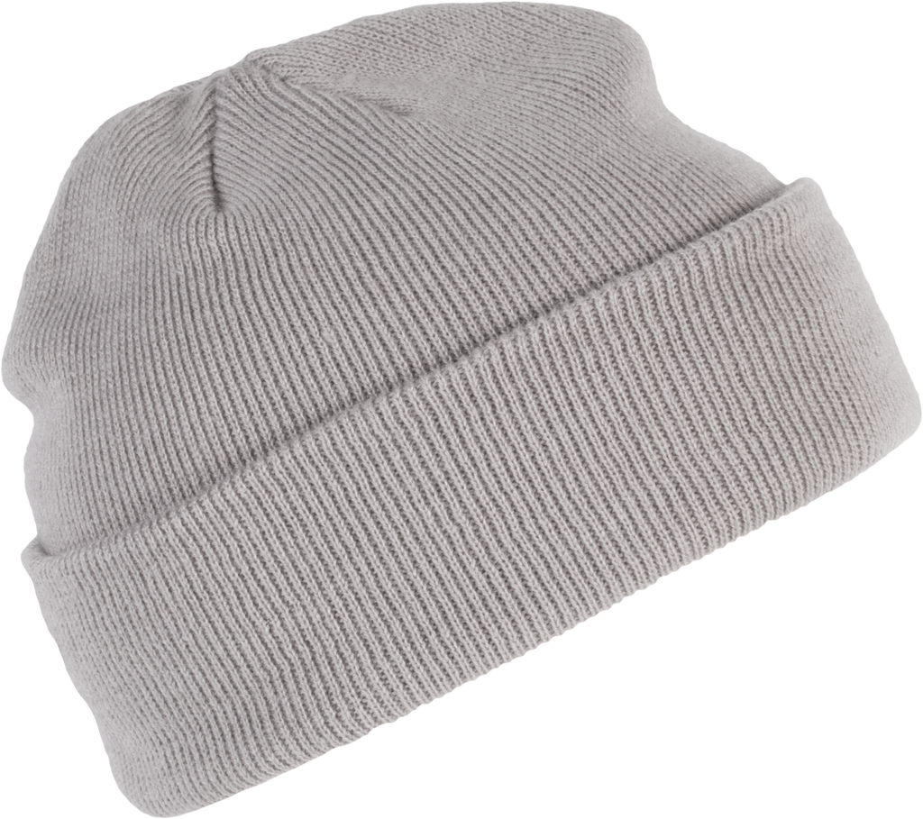Bonnet tricoté gris clair, vue de face