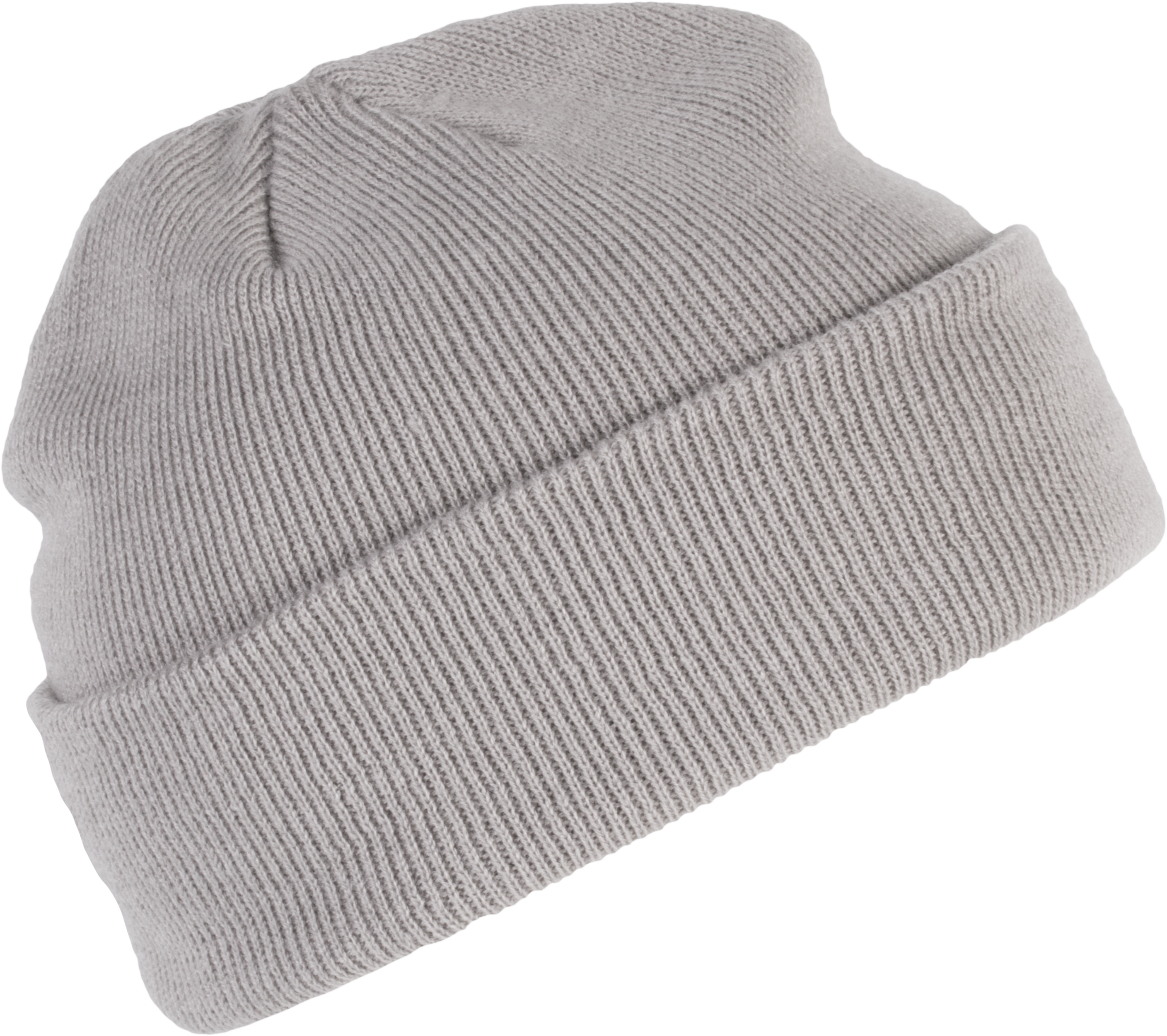 Bonnet tricoté gris clair, vue de face