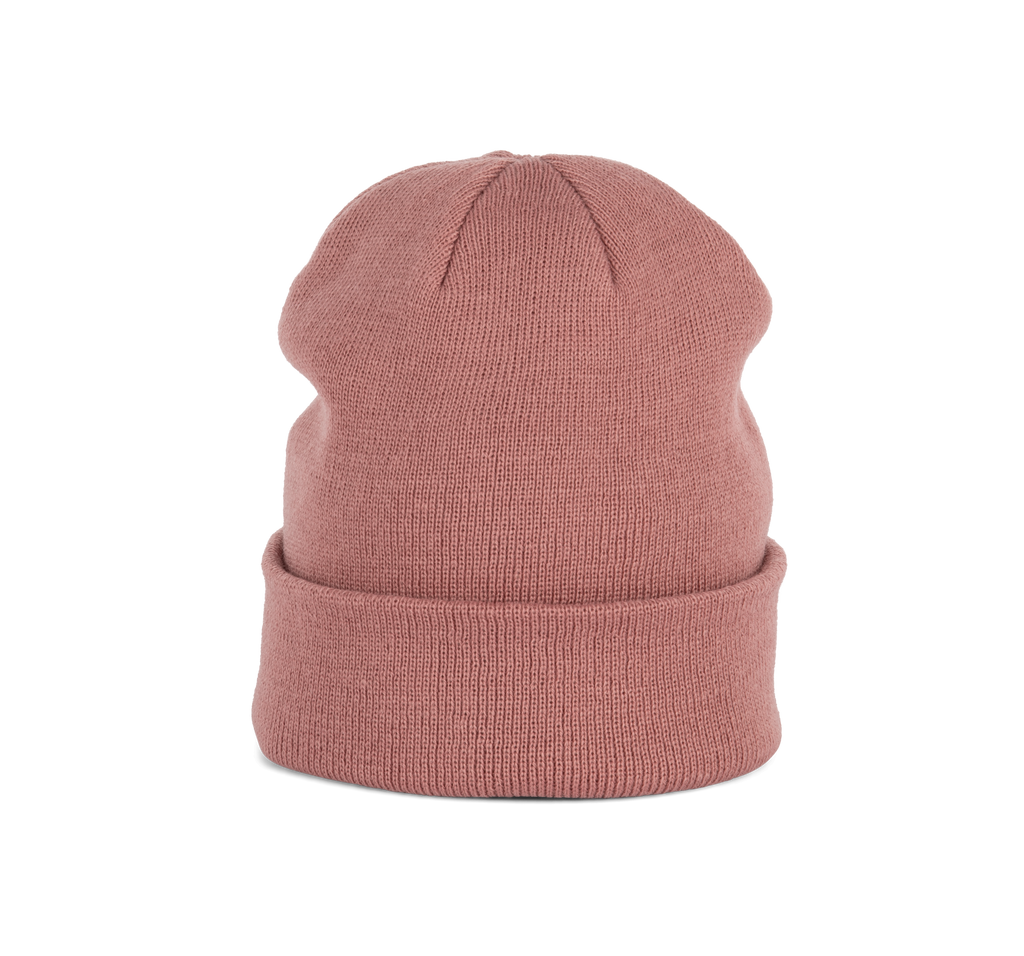 Bonnet tricoté marsala clair, vue de face