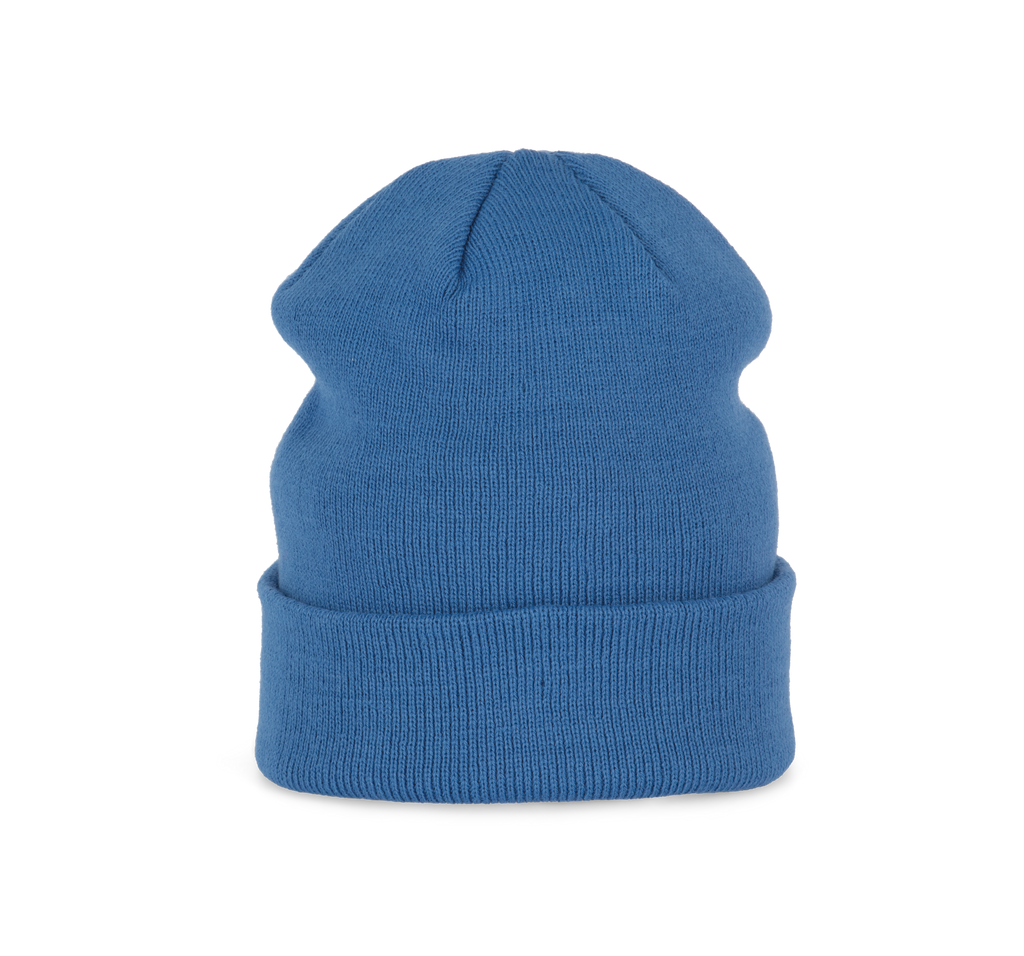 Bonnet tricoté bleu roi clair, vue de face