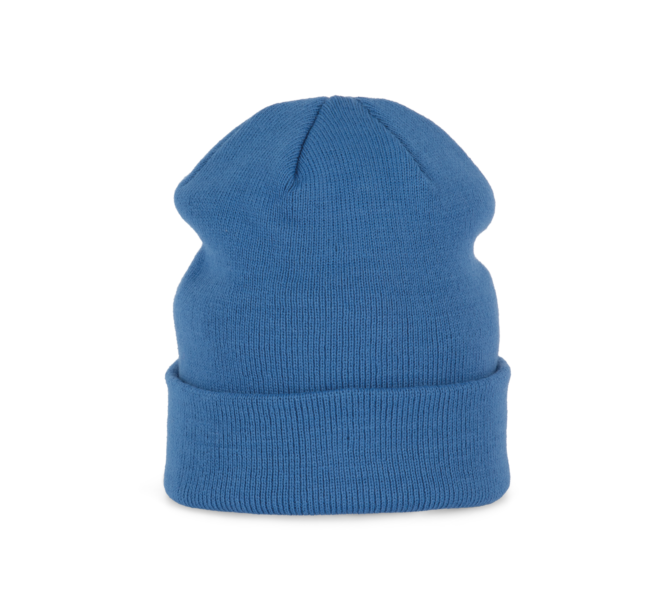 Bonnet tricoté bleu roi clair, vue de face