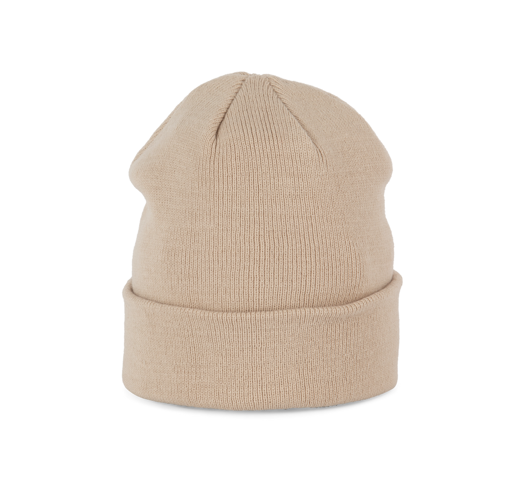 Bonnet tricoté sable clair, vue de face