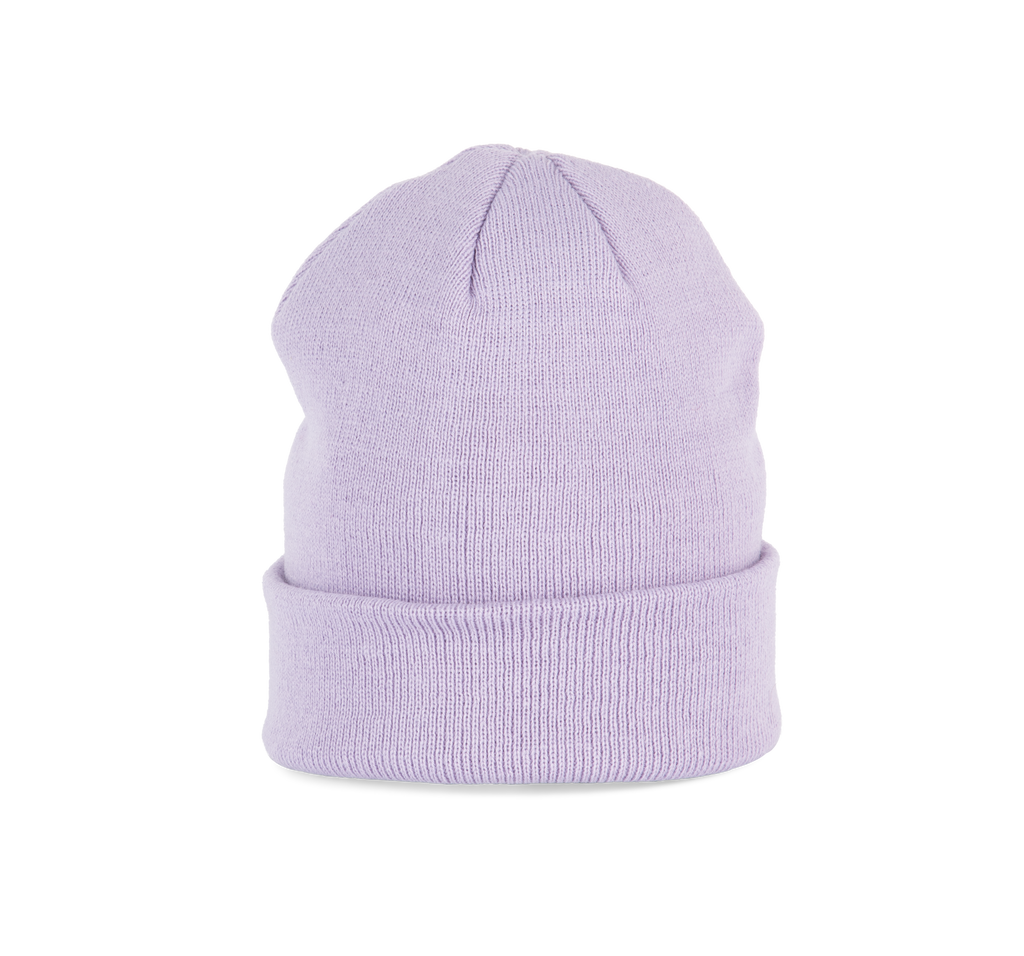Bonnet tricoté violet clair, vue de face