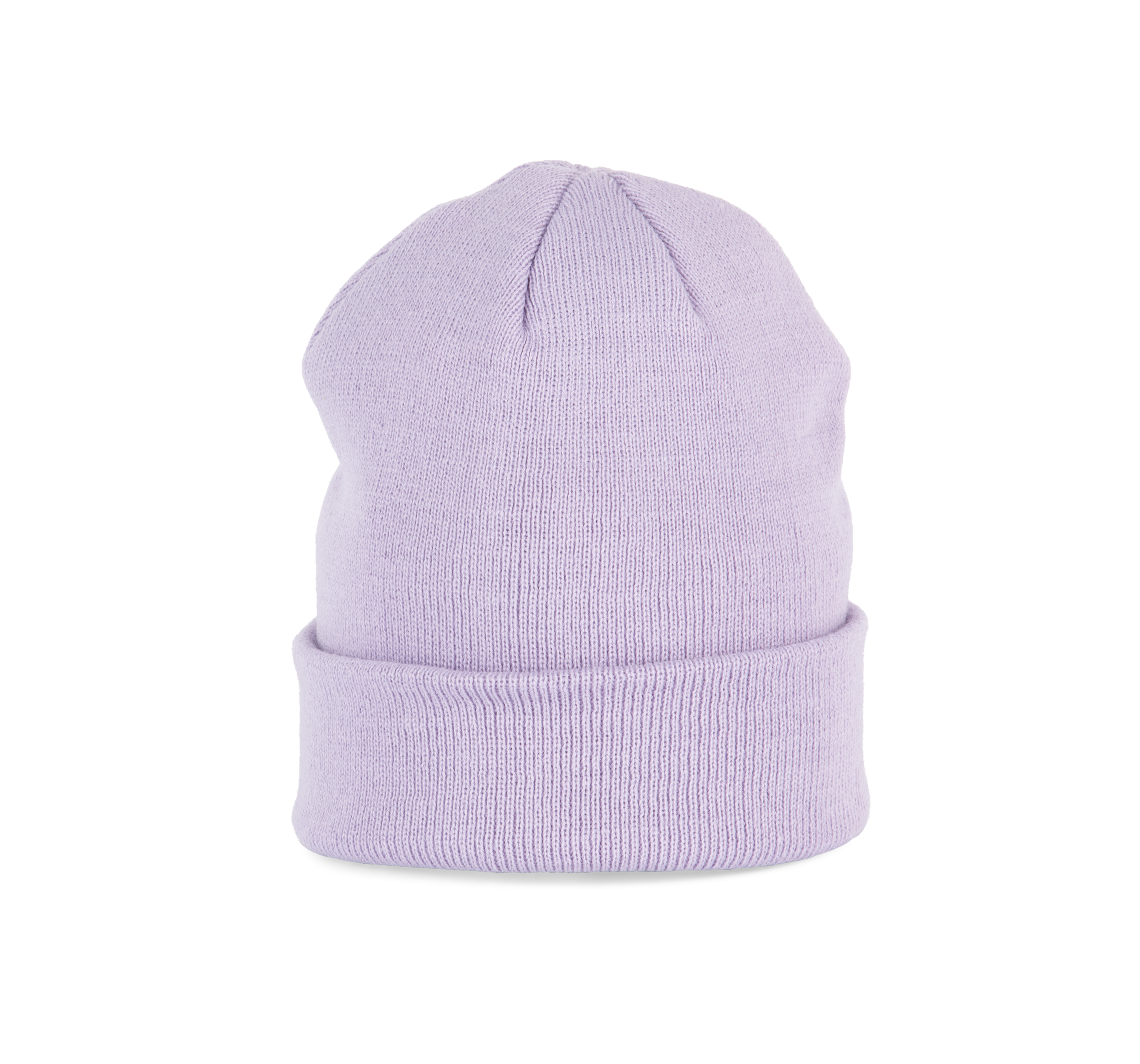 Bonnet tricoté violet clair, vue de face