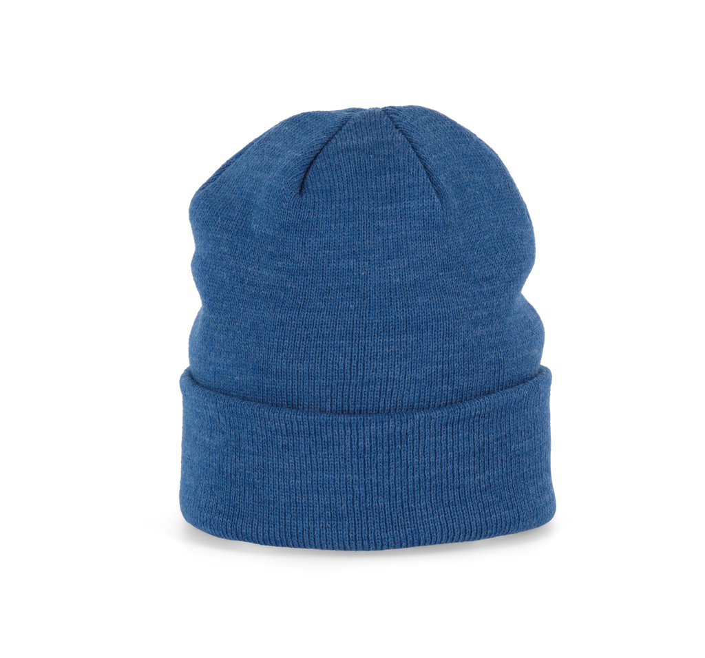 Bonnet tricoté bleu océan chiné, vue de face