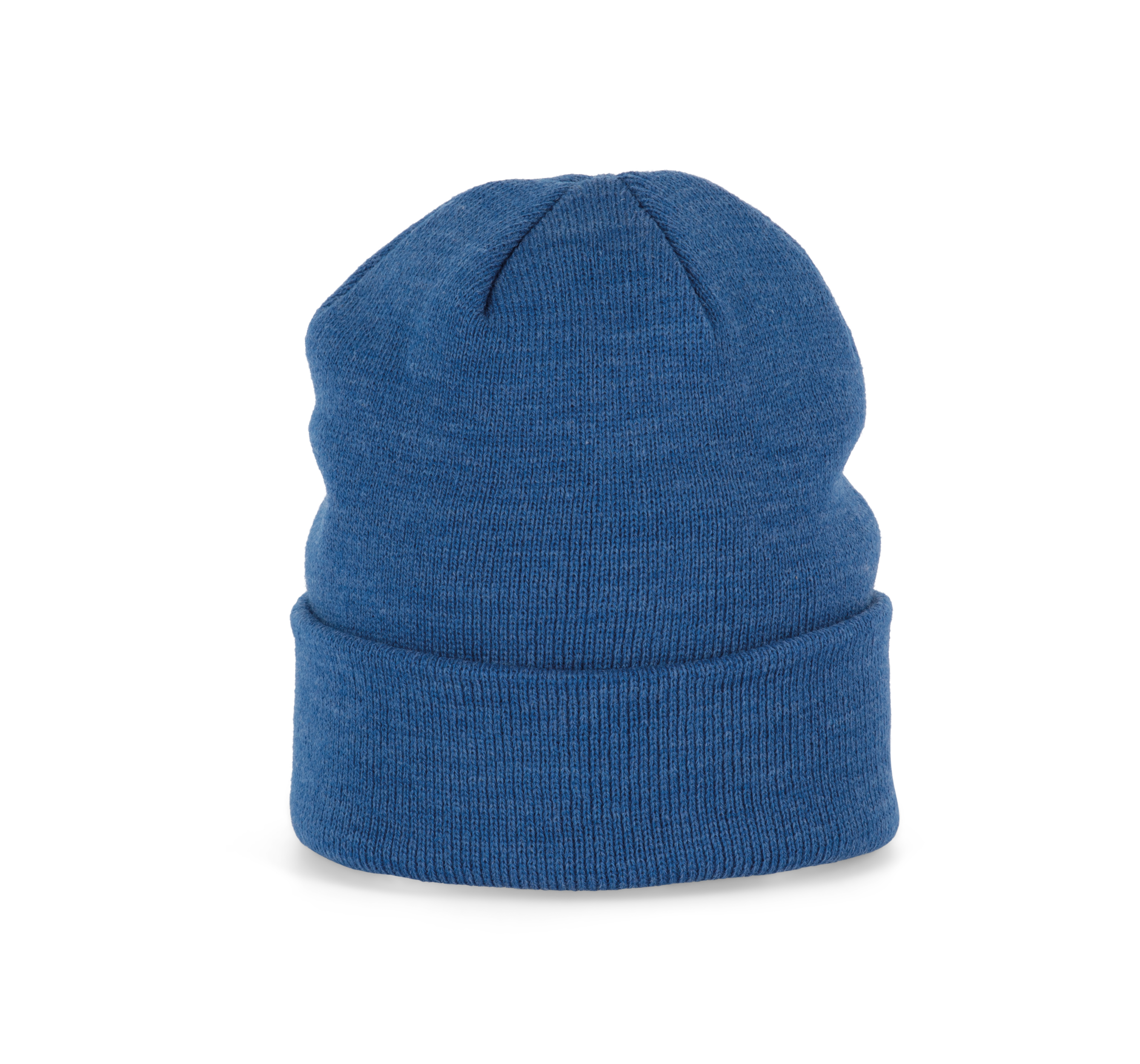 Bonnet tricoté bleu océan chiné, vue de face