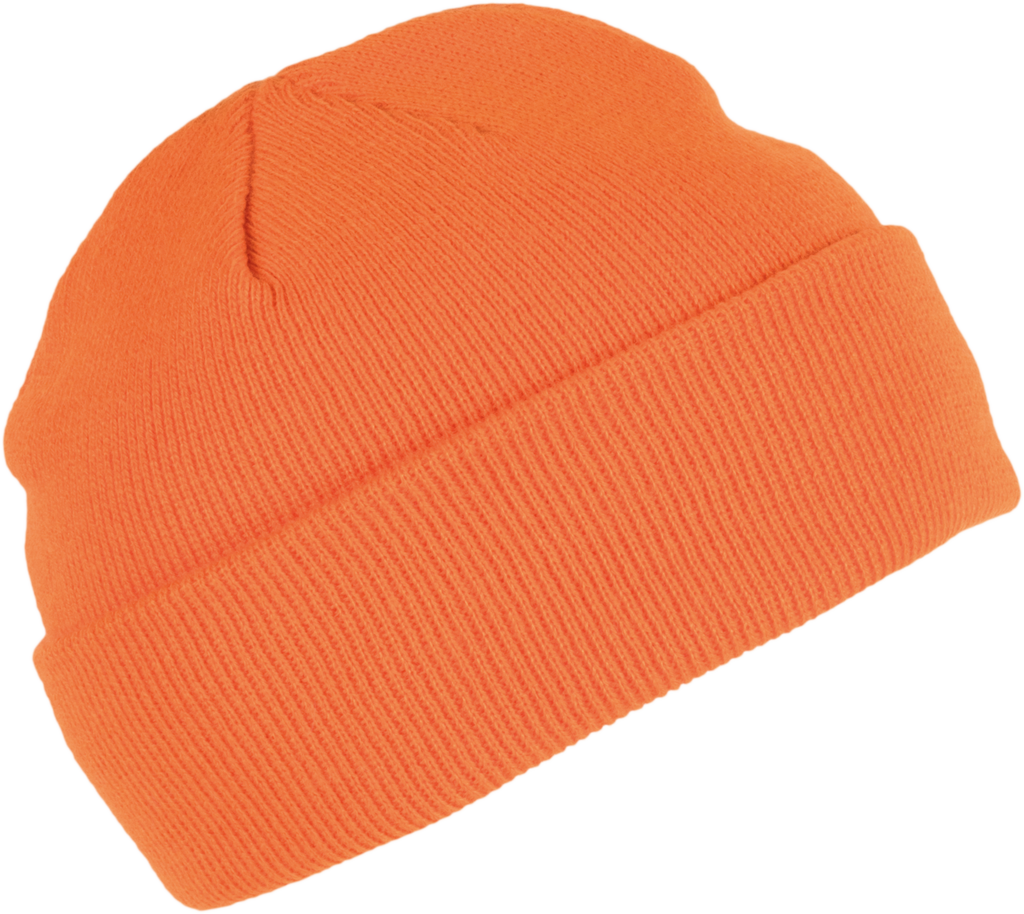 Bonnet tricoté orange, vue de face