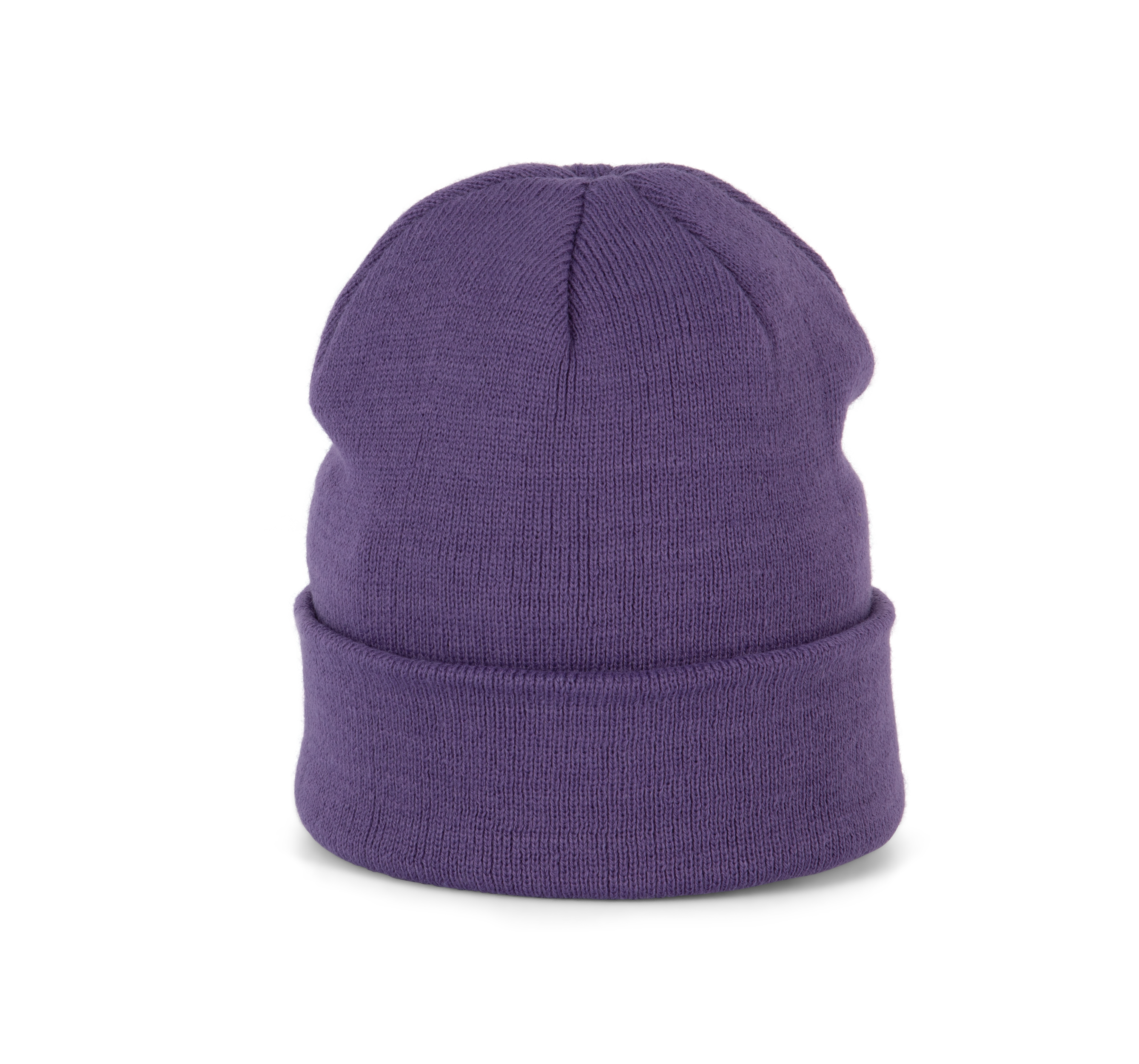 Bonnet tricoté violet, vue de face