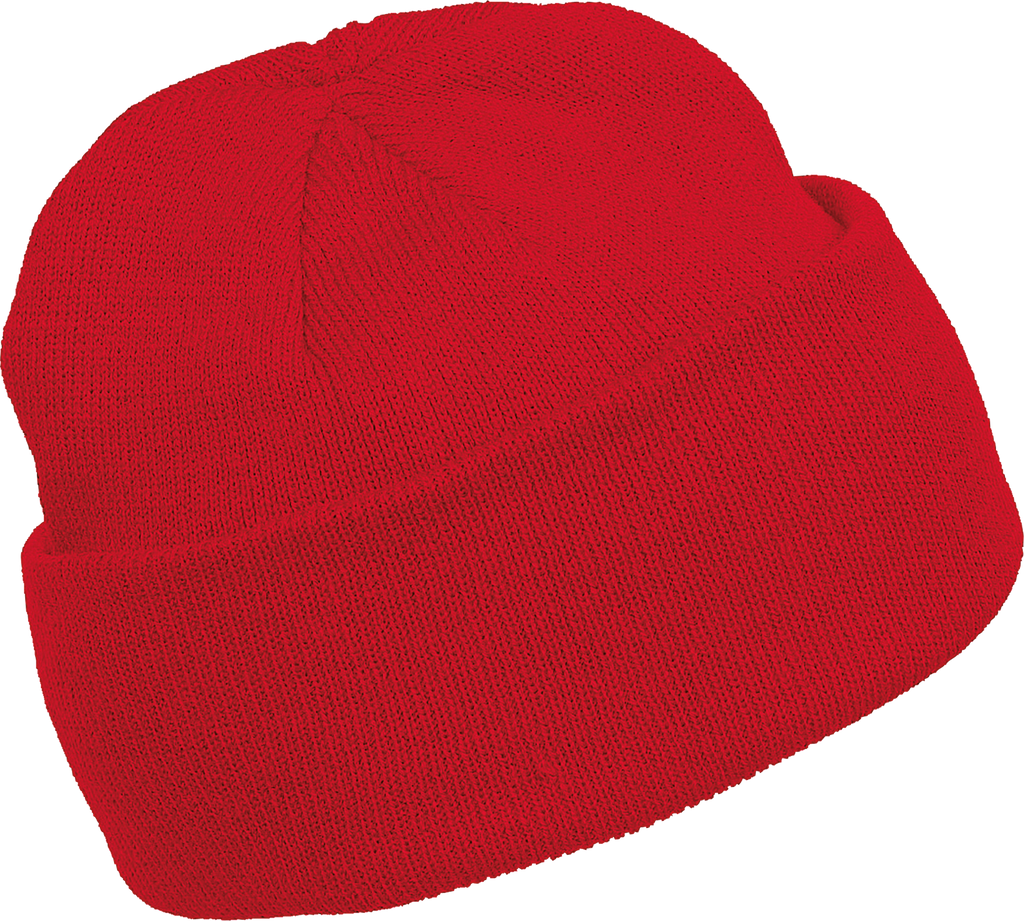 Bonnet tricoté rouge, vue de face