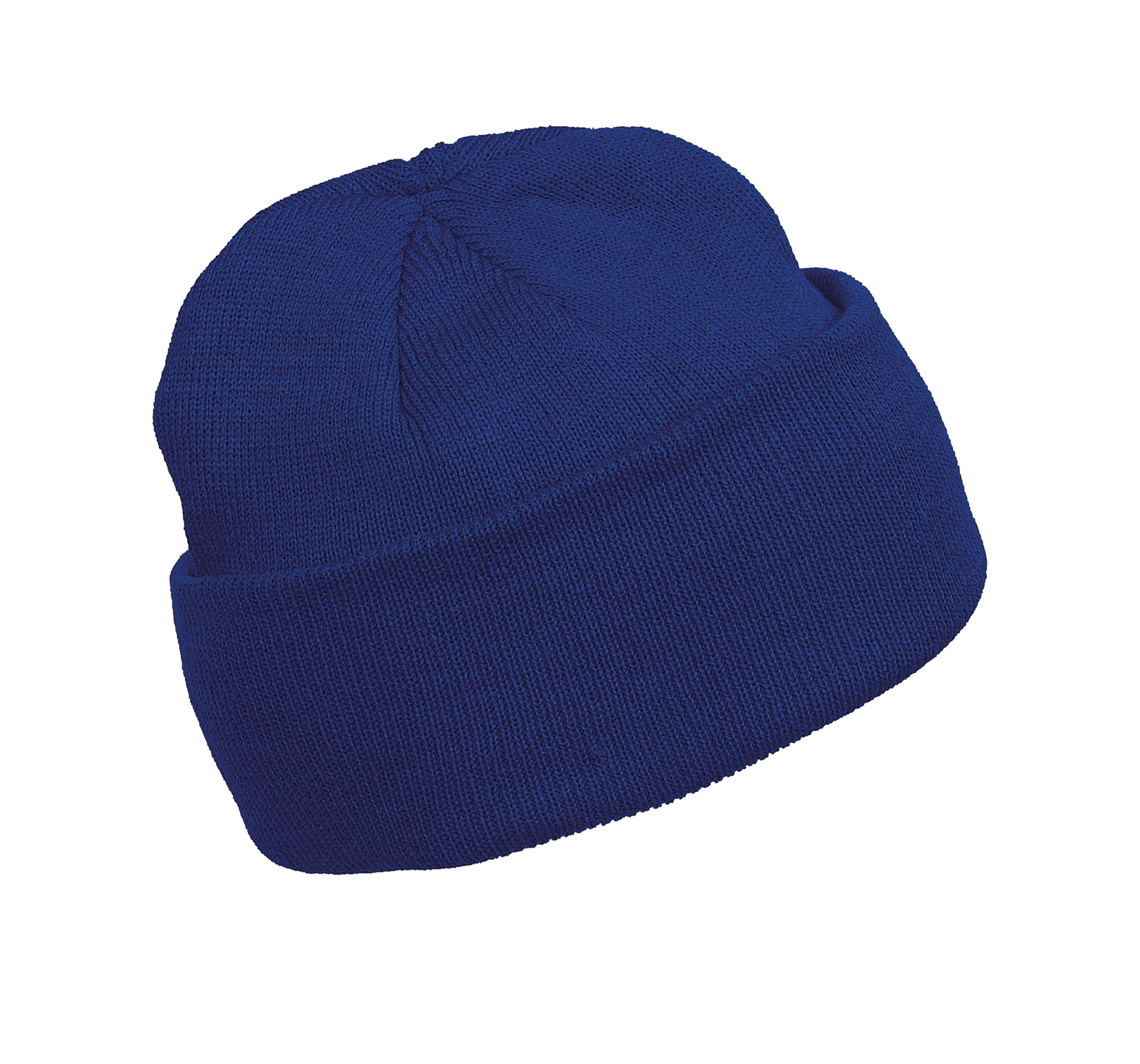 Bonnet tricoté bleu roi, vue de face