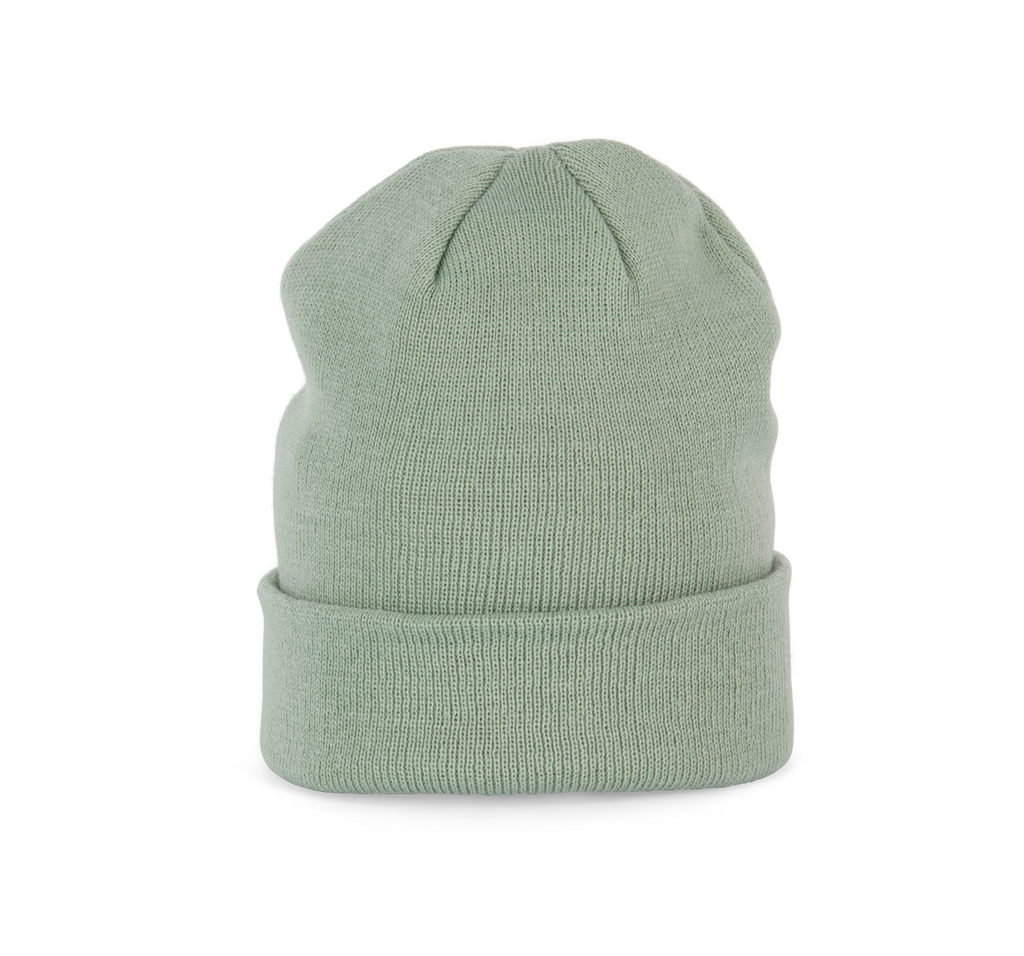 Bonnet tricoté sauge, vue de face