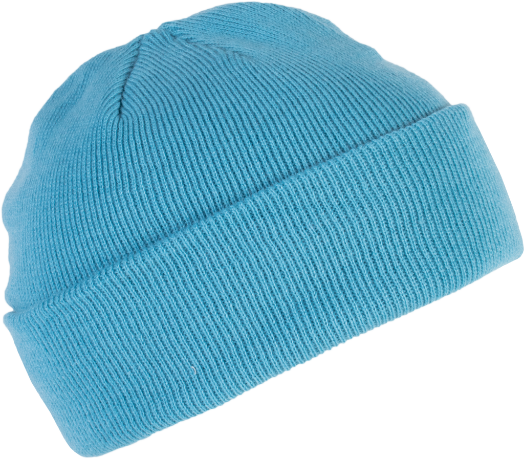 Bonnet tricoté bleu surf, vue de face