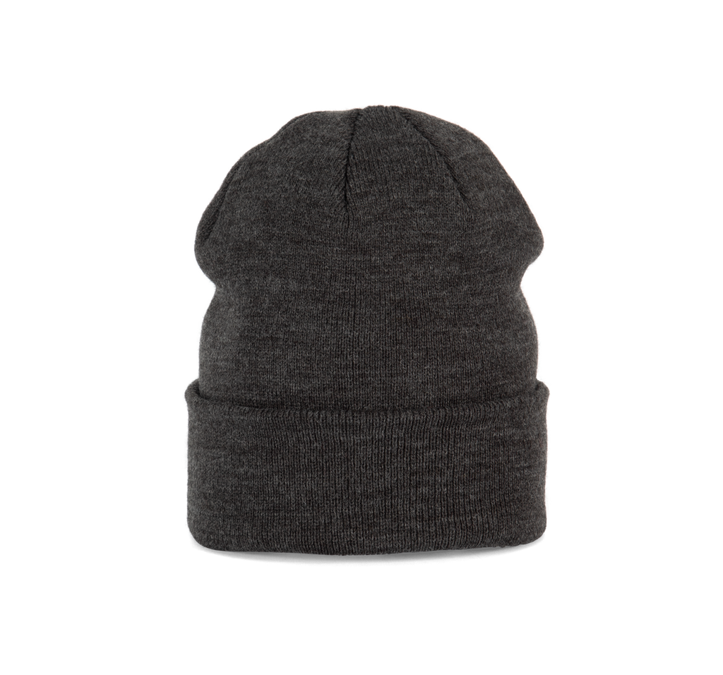 Bonnet tricoté gris titane chiné, vue de face