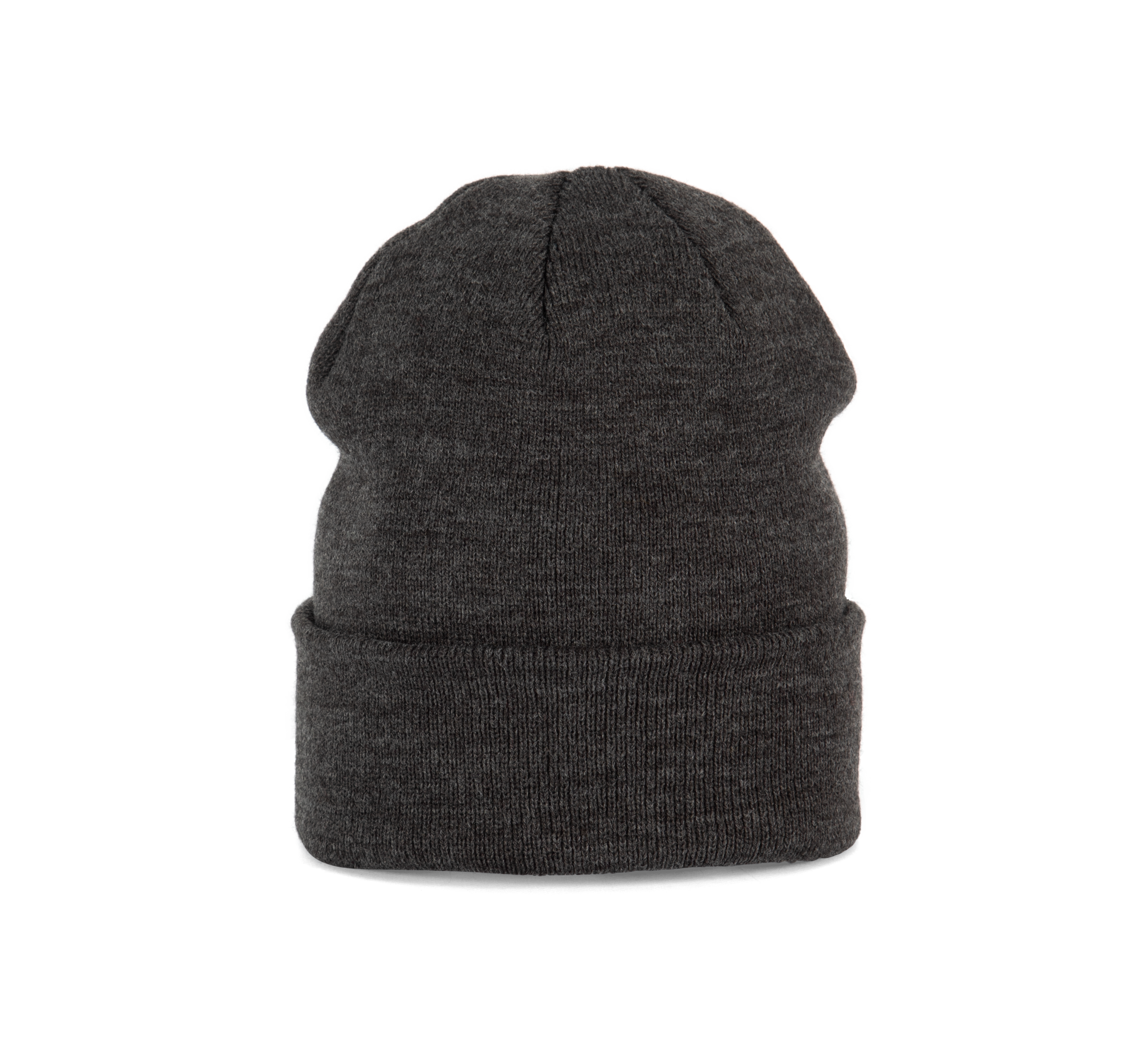 Bonnet tricoté gris titane chiné, vue de face