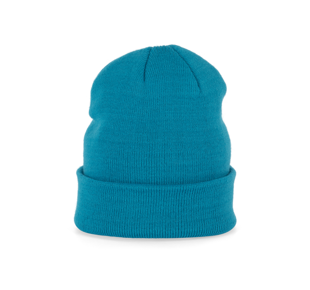 Bonnet tricoté bleu tropical, vue de face