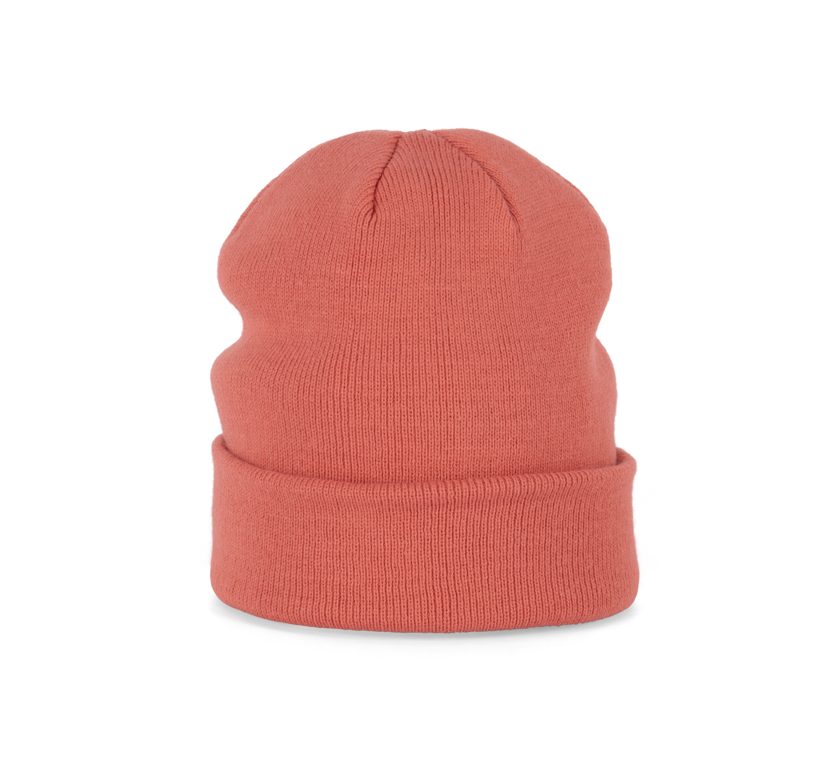 Bonnet tricoté corail, vue de face