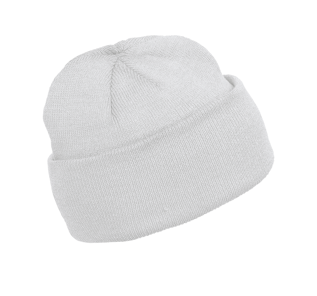 Bonnet tricoté blanc, vue de face