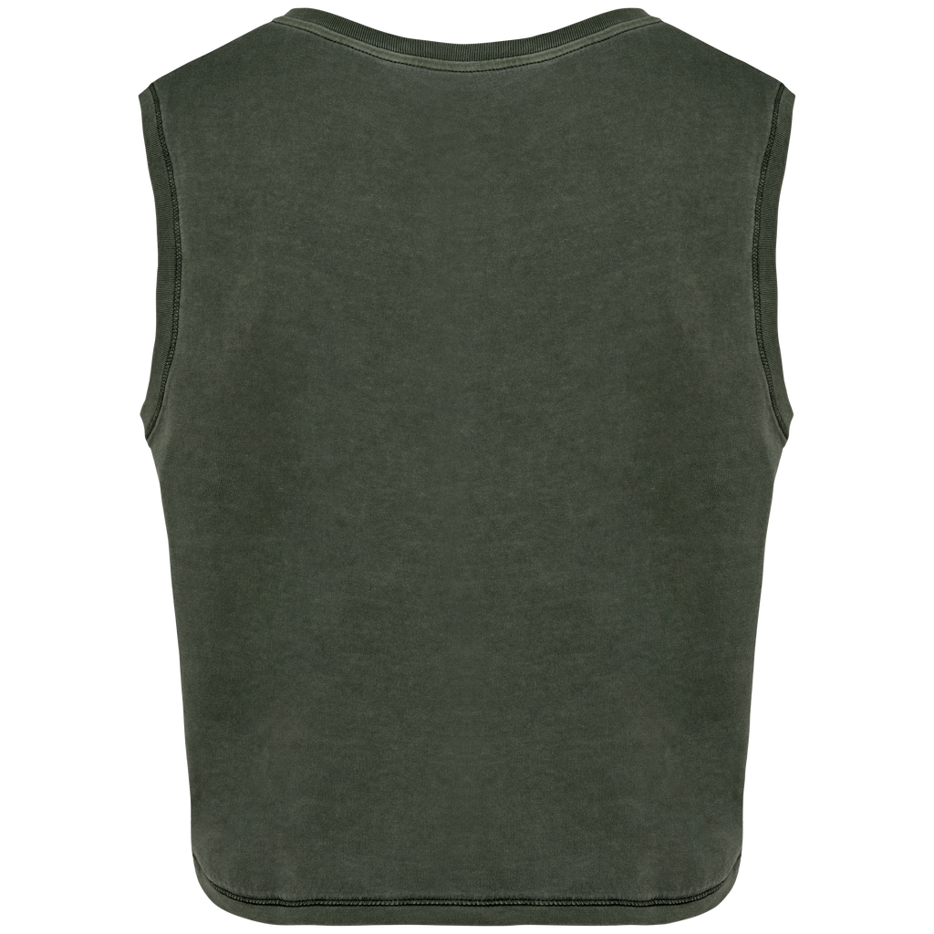 Débardeur crop femme Washed Organic Khaki — dos