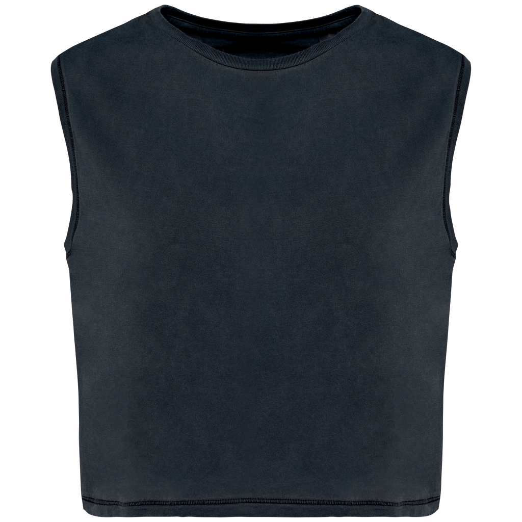 Débardeur crop femme Washed Coal Grey — face