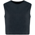 Débardeur crop femme Washed Coal Grey — face
