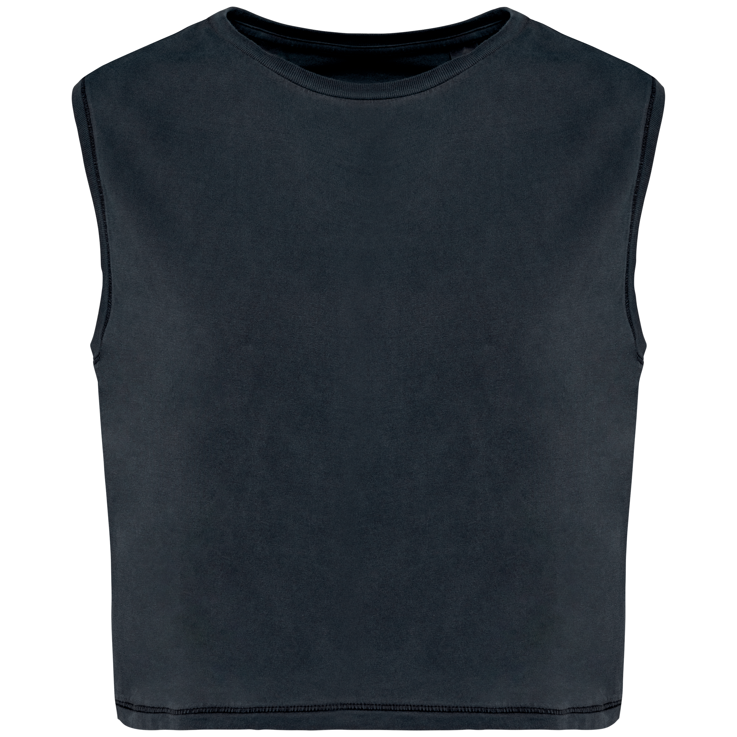 Débardeur crop femme Washed Coal Grey — face