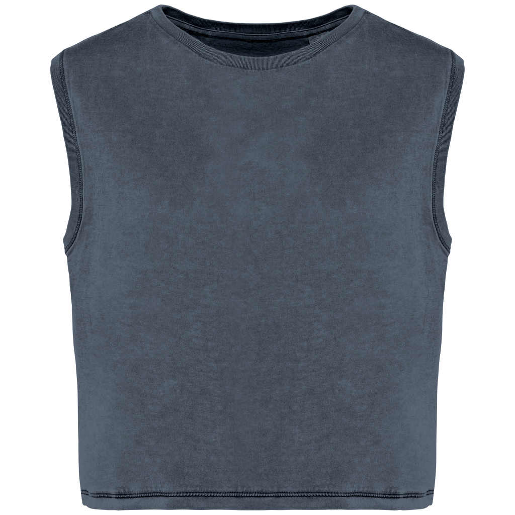 Débardeur crop femme Washed Mineral Grey — face