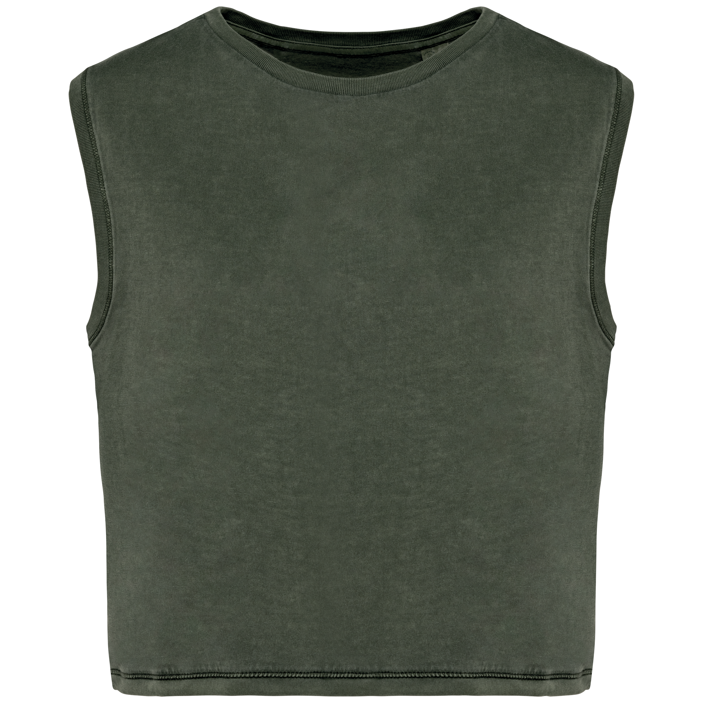 Débardeur crop femme Washed Organic Khaki — face