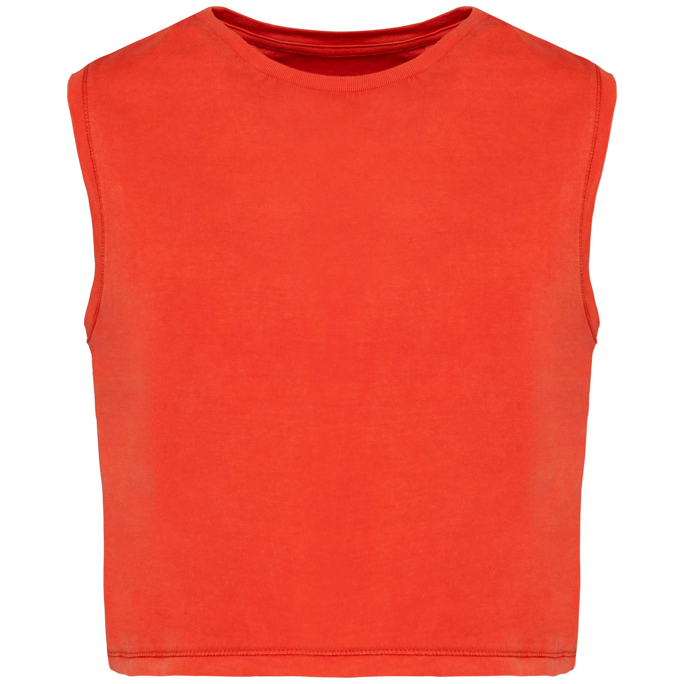 Débardeur crop femme Washed Paprika — face