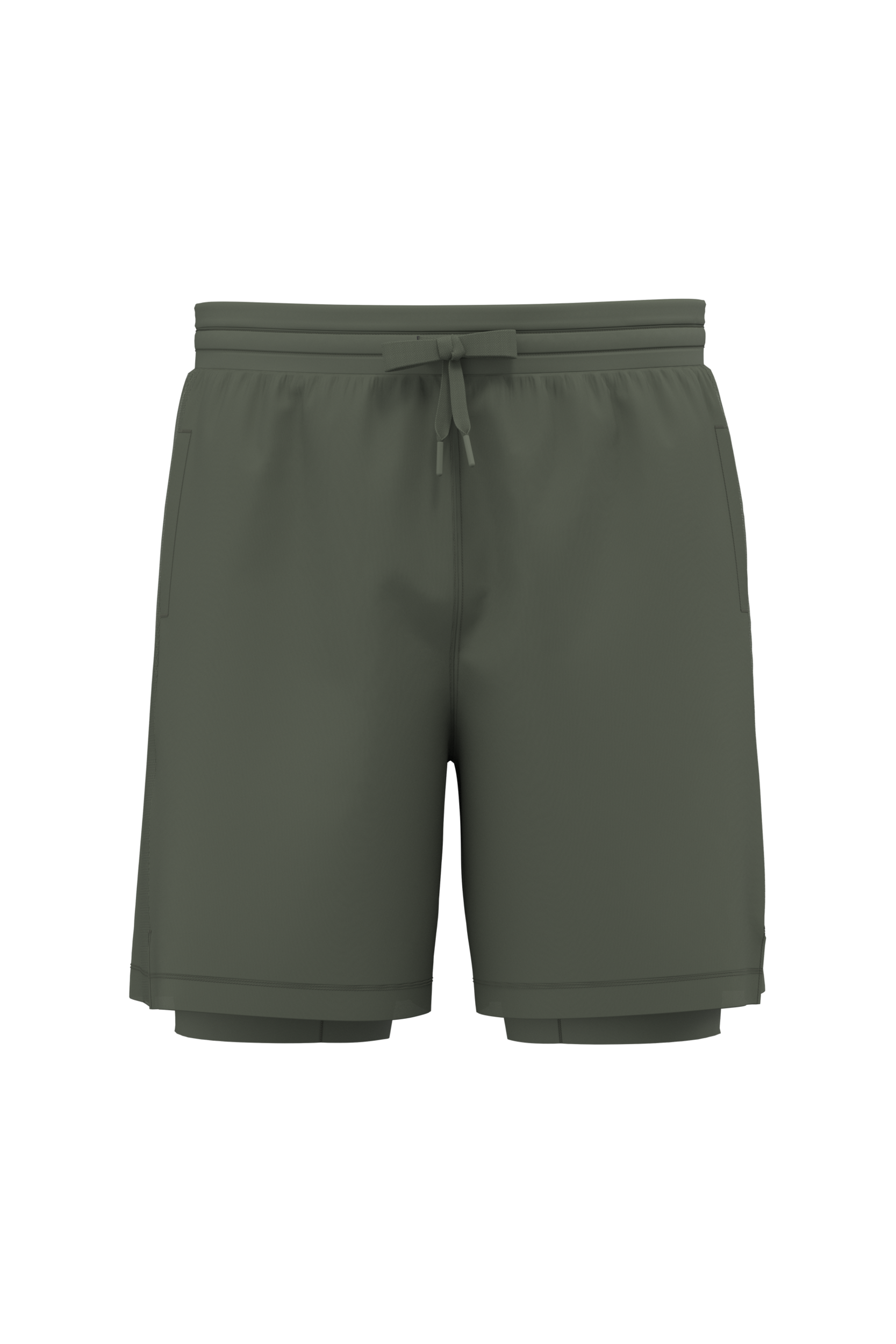 Short 2 en 1 écoresponsable homme Sporty Khaki — face