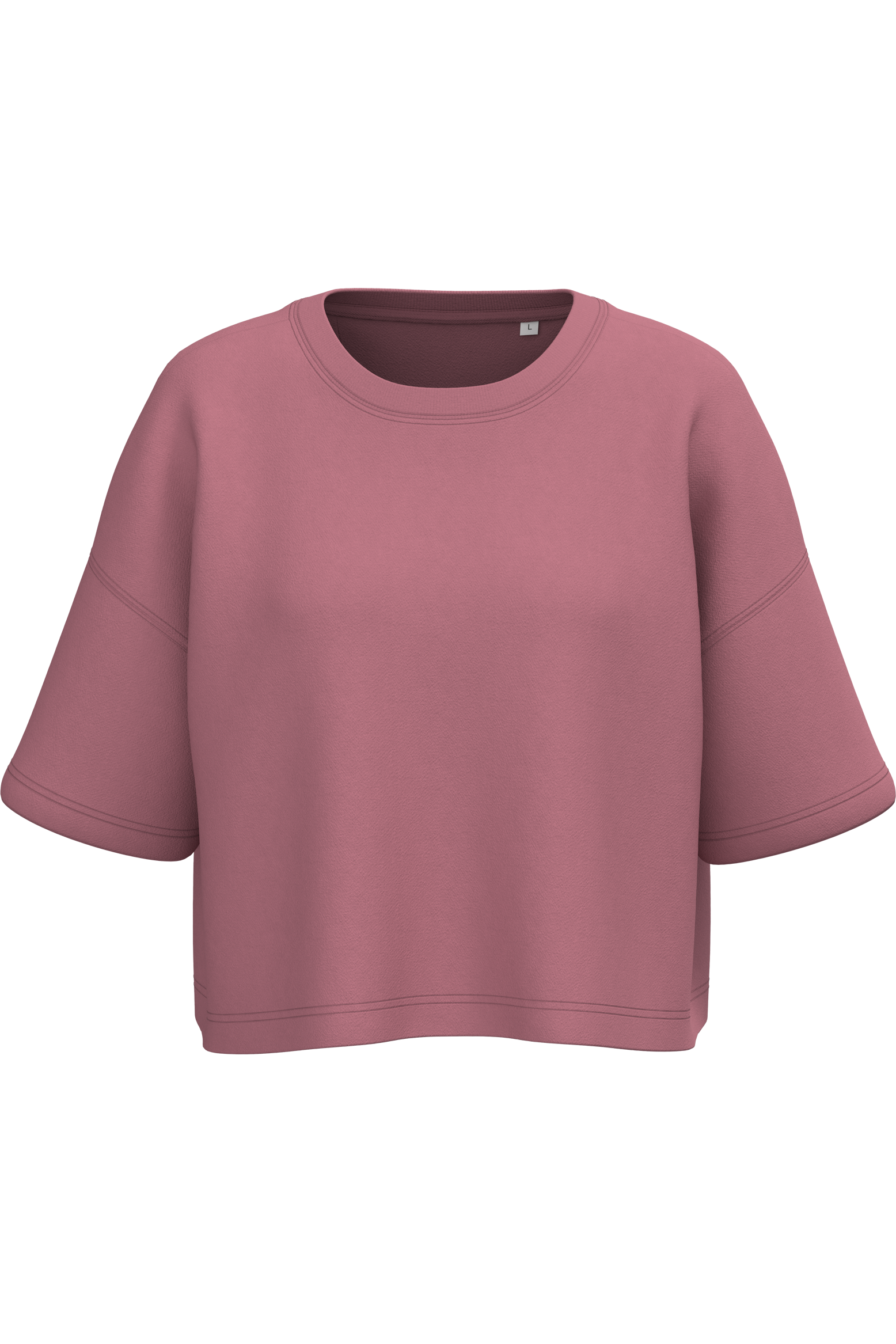 Sweatshirt crop manches courtes femme Antique Rose — face