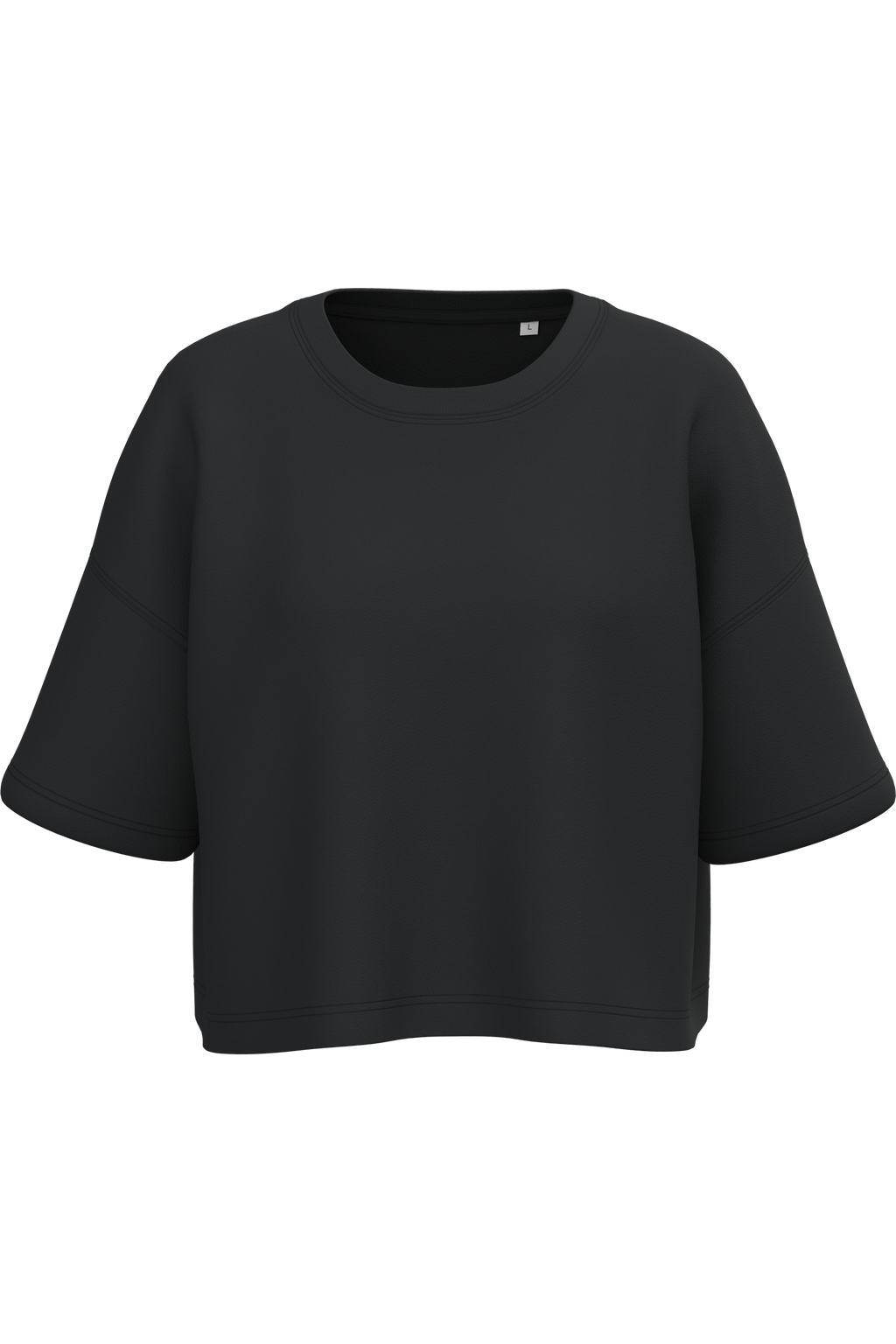 Sweatshirt crop manches courtes femme Black — face