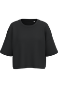 Sweatshirt crop manches courtes femme Black — face