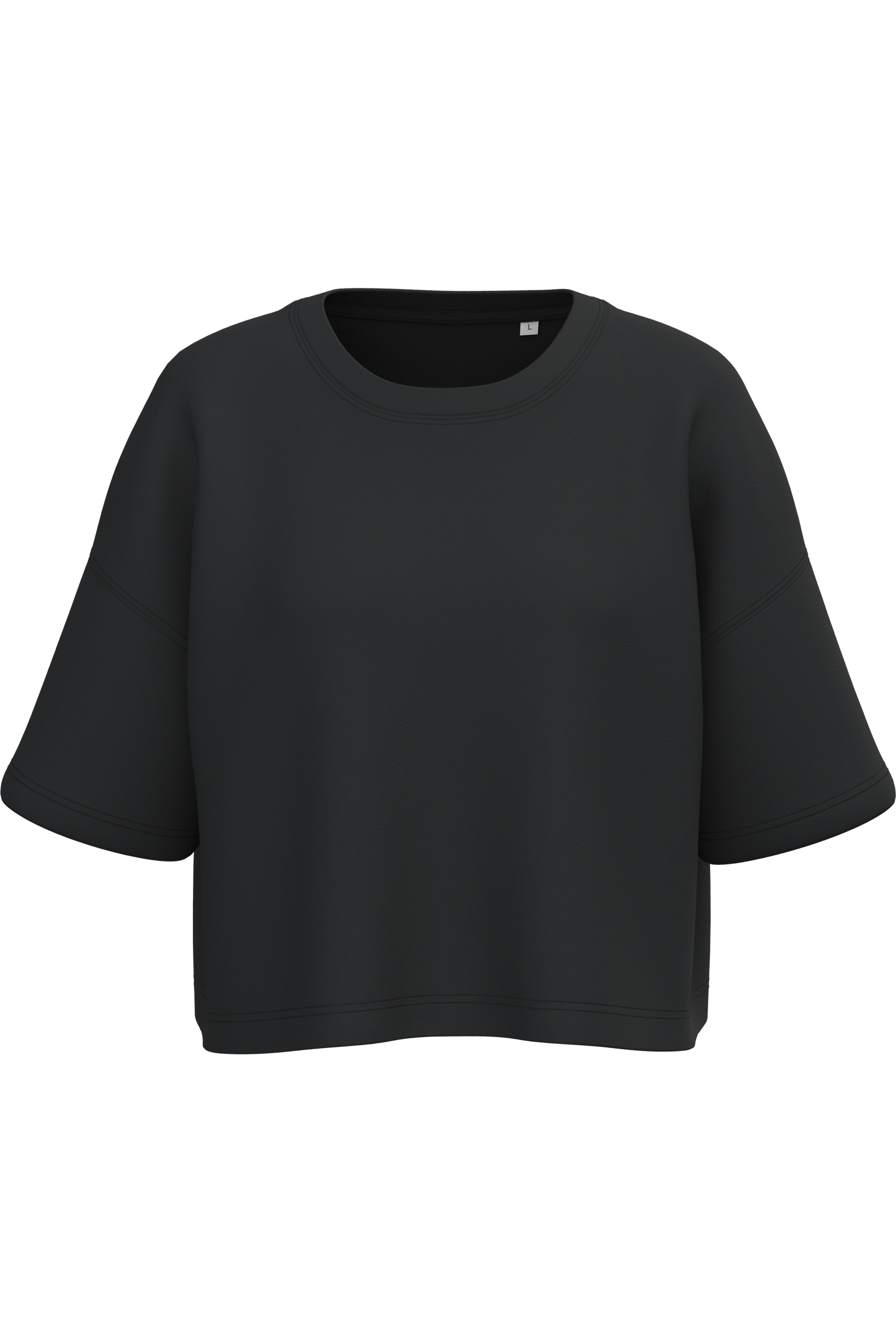 Sweatshirt crop manches courtes femme Black — face