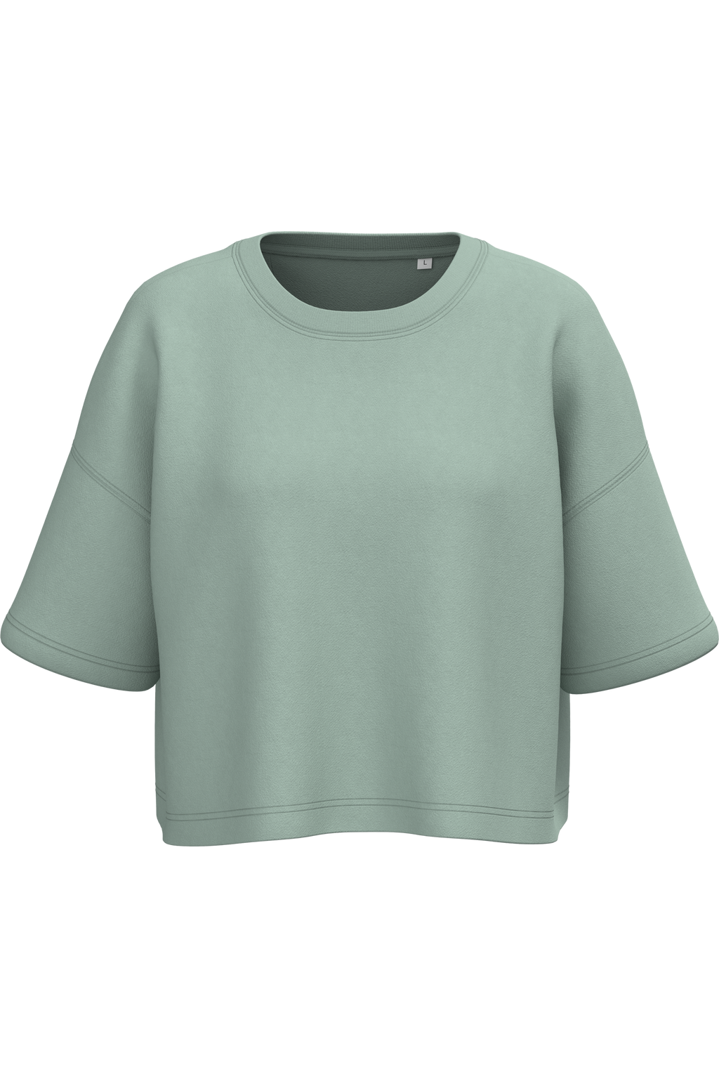 Sweatshirt crop manches courtes femme Sage — face