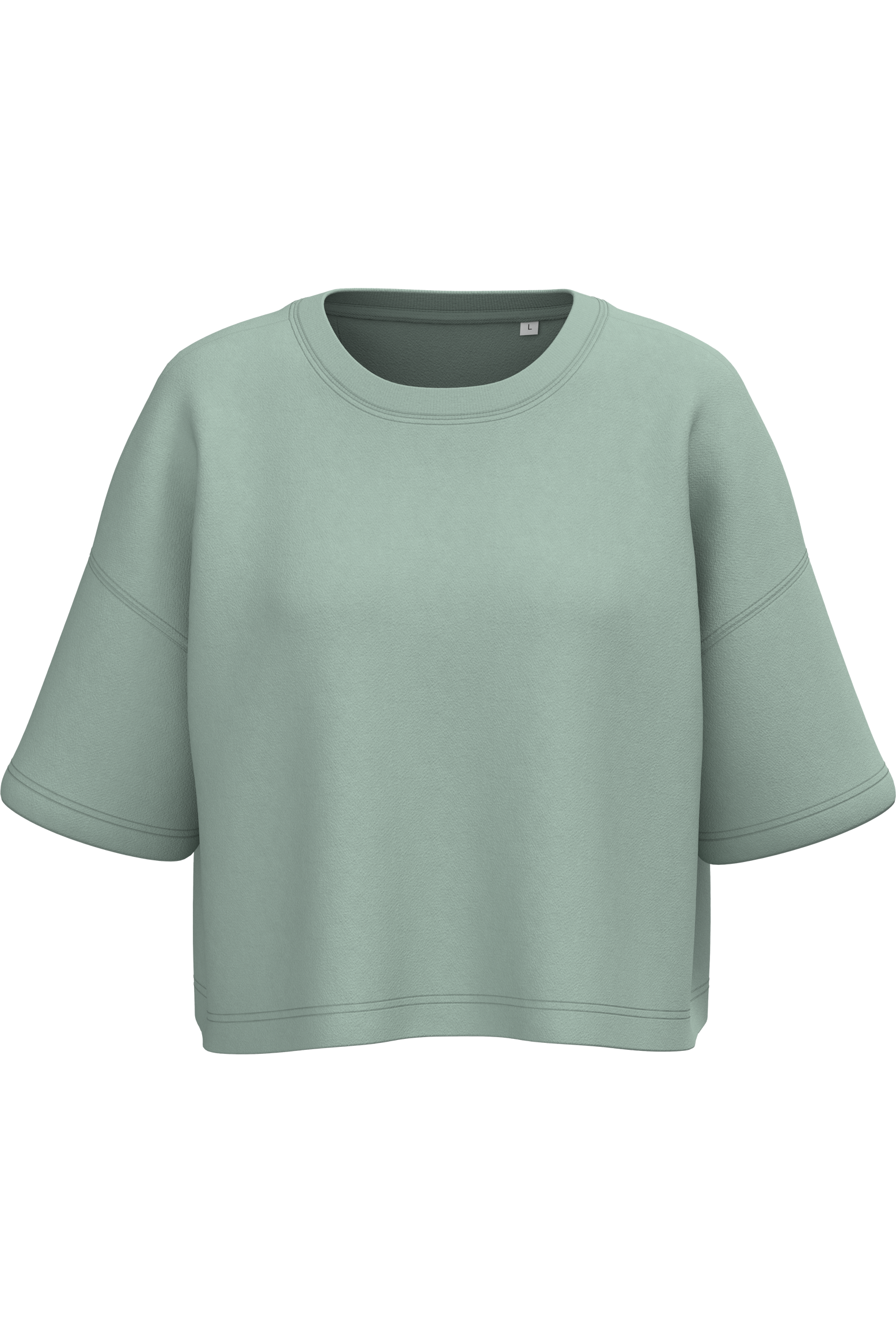 Sweatshirt crop manches courtes femme Sage — face