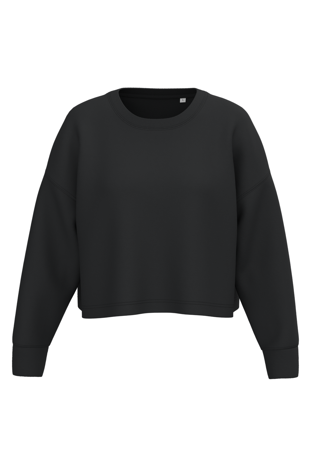 Sweatshirt crop femme Black — face