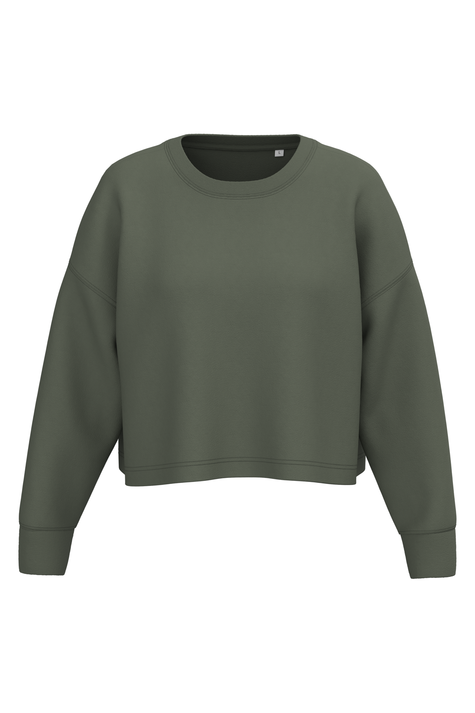 Sweatshirt crop femme Sporty Khaki — face