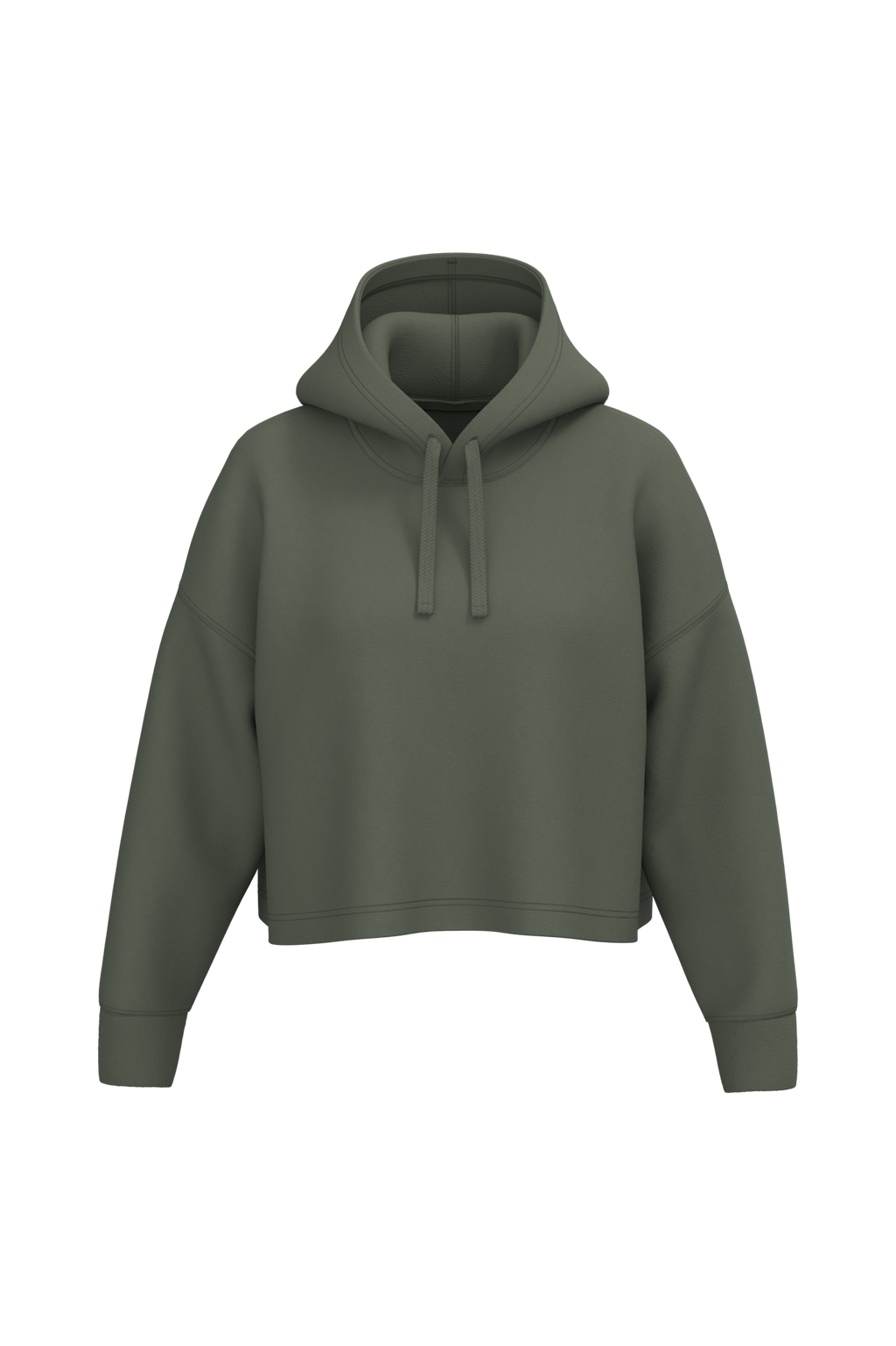 Hoodie crop femme Sporty Khaki, face