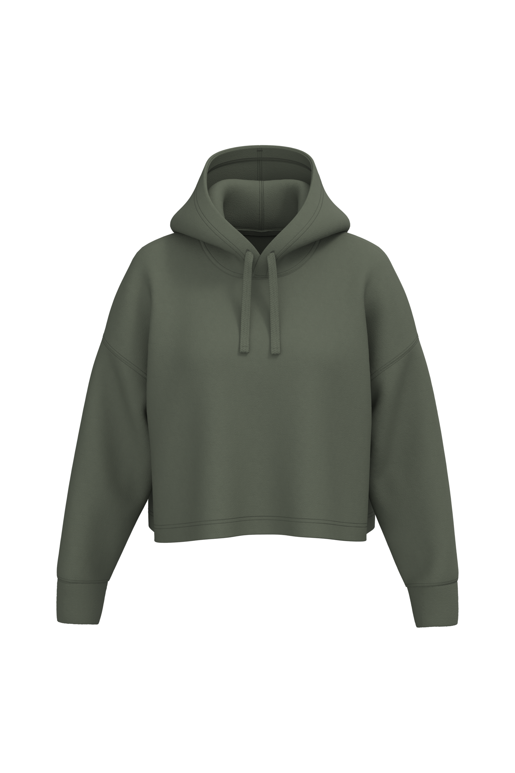 Hoodie crop femme Sporty Khaki, face