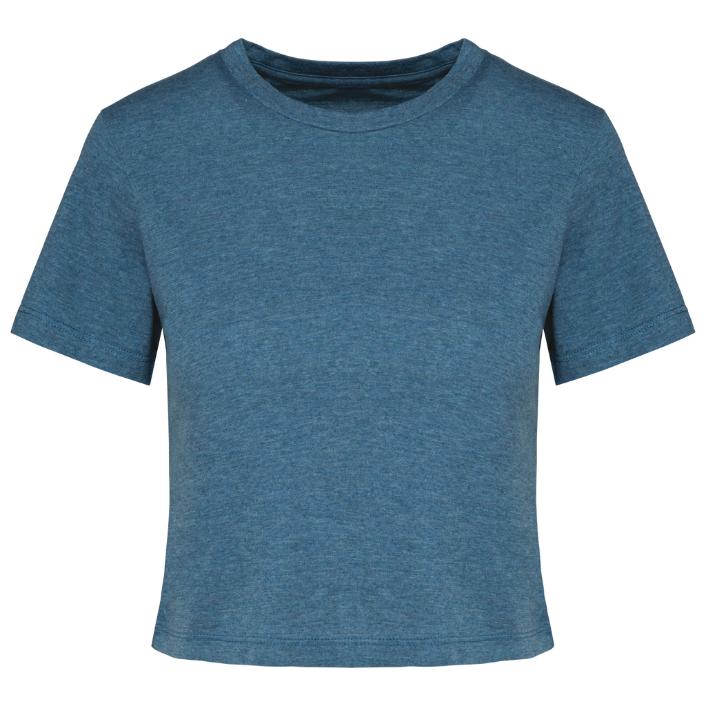Crop top triblend femme Duck Blue Heather, face