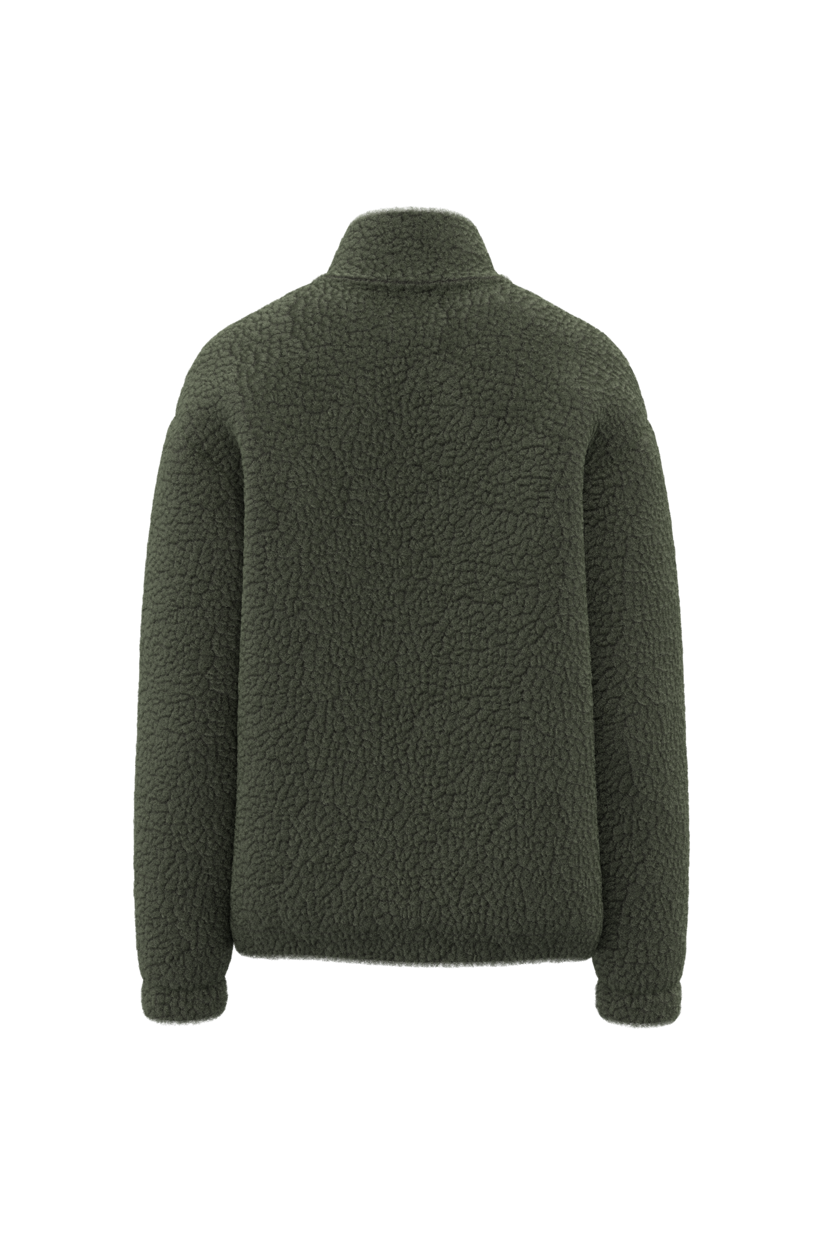 Sweat sherpa zippé unisexe Forest Khaki, dos